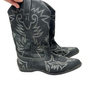 Roper Black Leather Cowboy Western Boots Womens 8.5 Flat Casual Classic Cowgirl